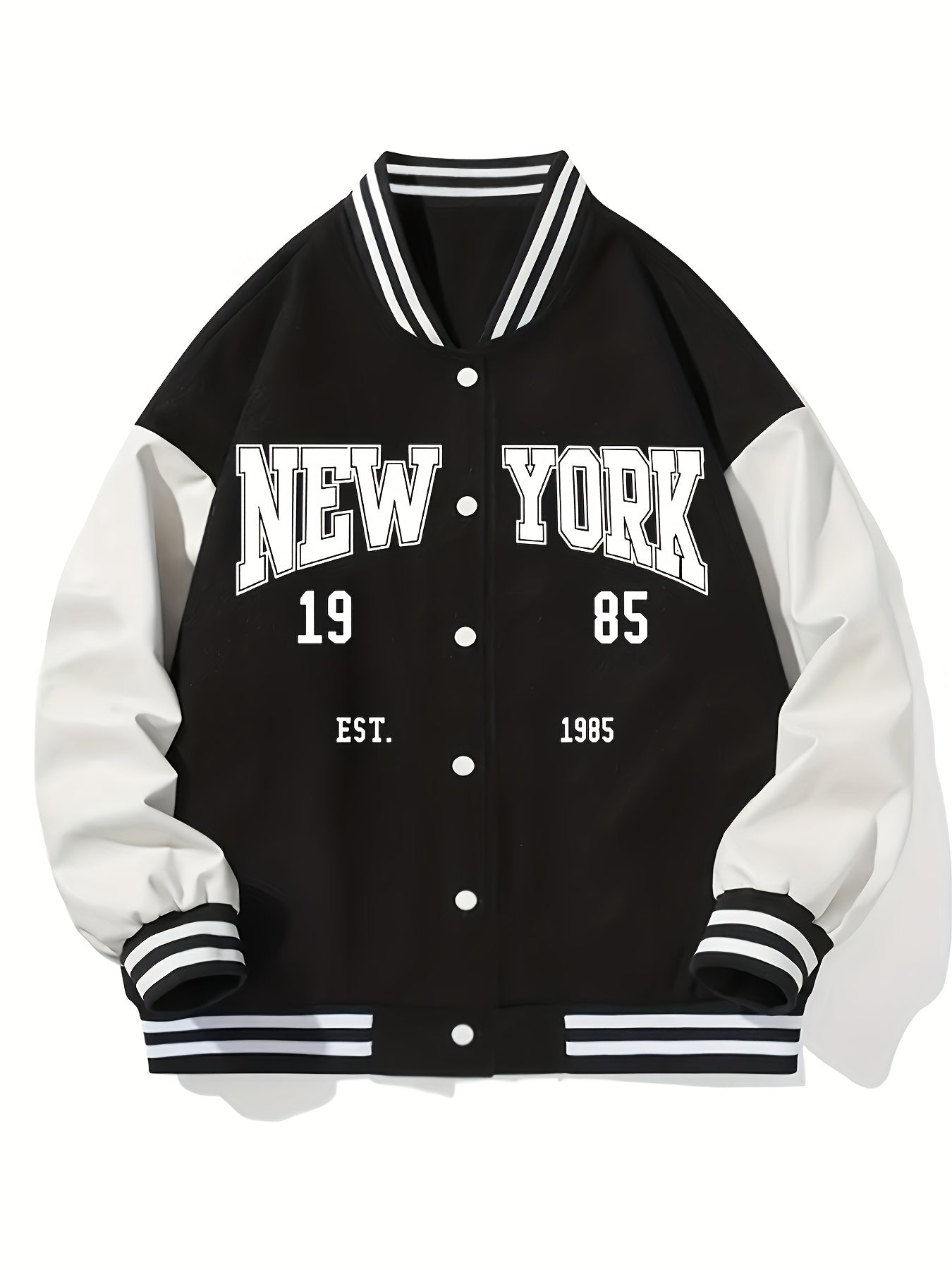 Women'S Casual Fall/Winter Polyester Baseball Collar Knit Jacket with Alphabet Pattern